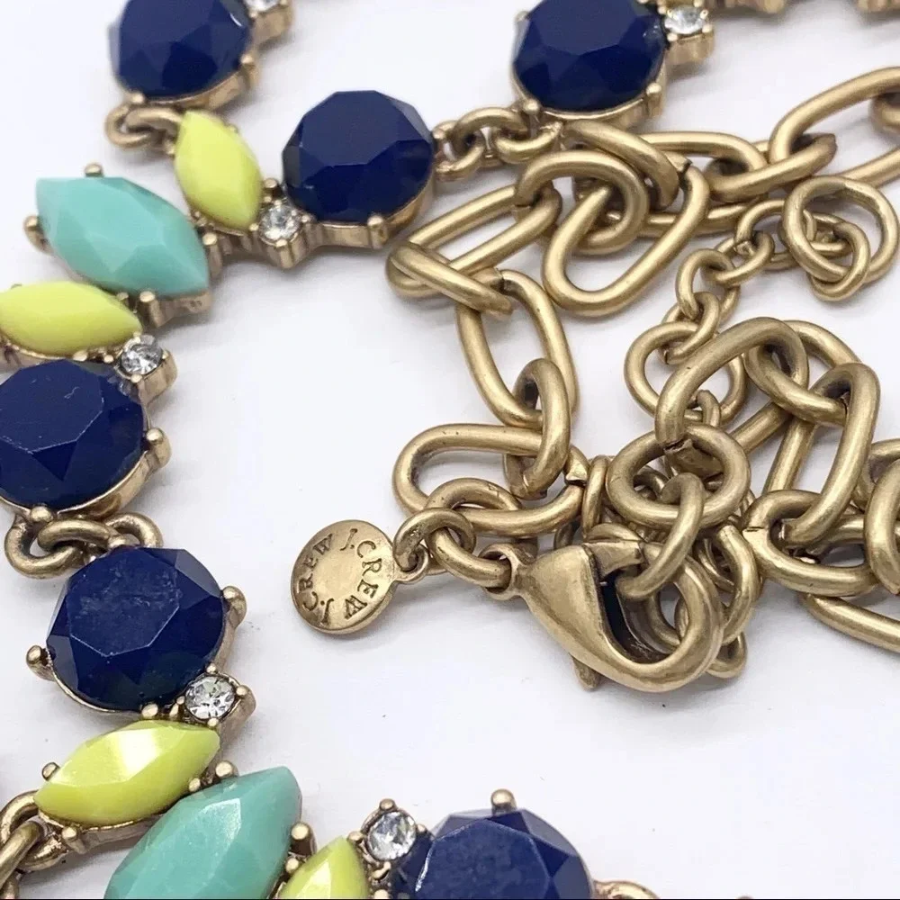 J. Crew Blue Green Yellow Jeweled Necklace